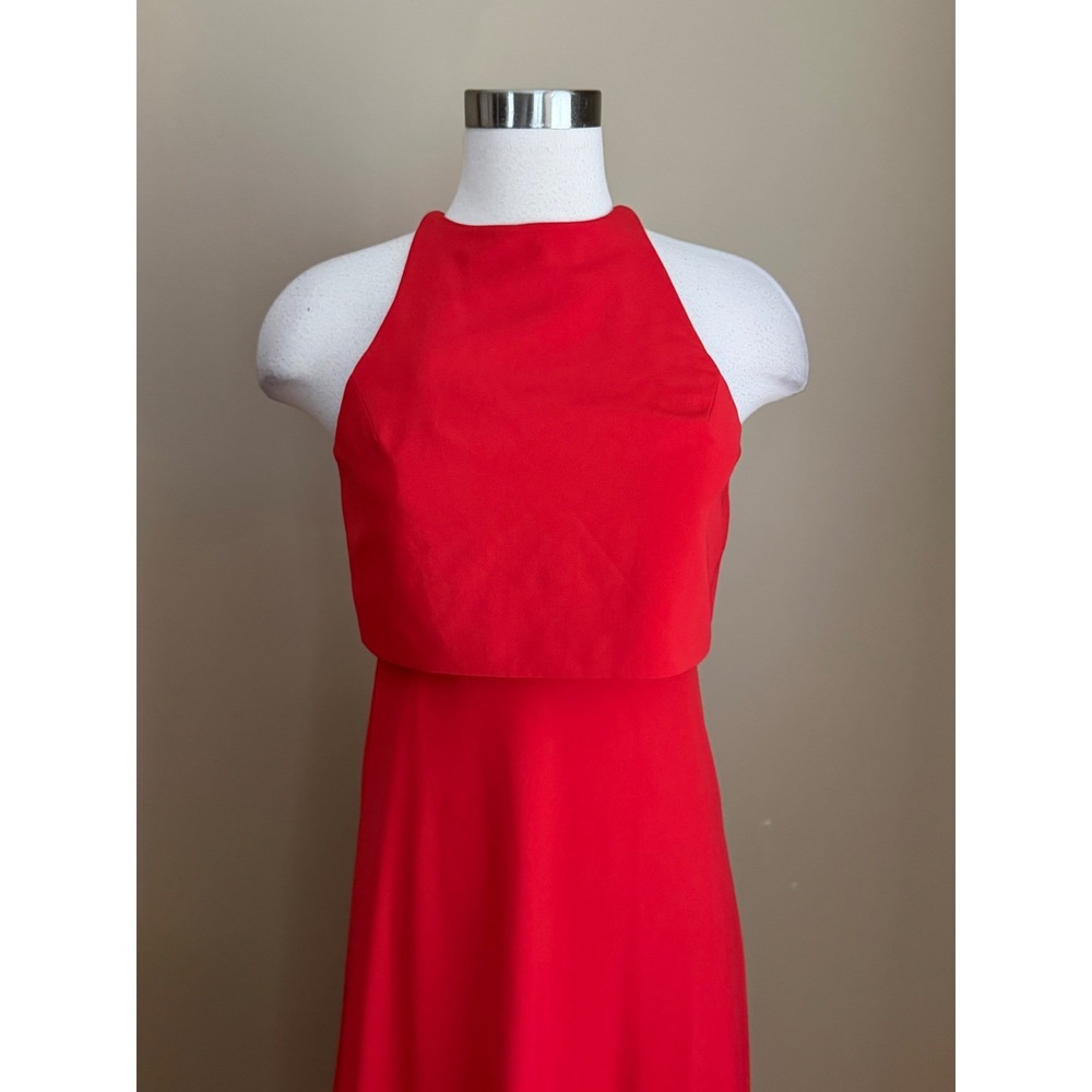 Jill Jill Stuart Red Dress Popover Halter Gown 2 Minimalist Elegant Gala - Picture 4 of 11